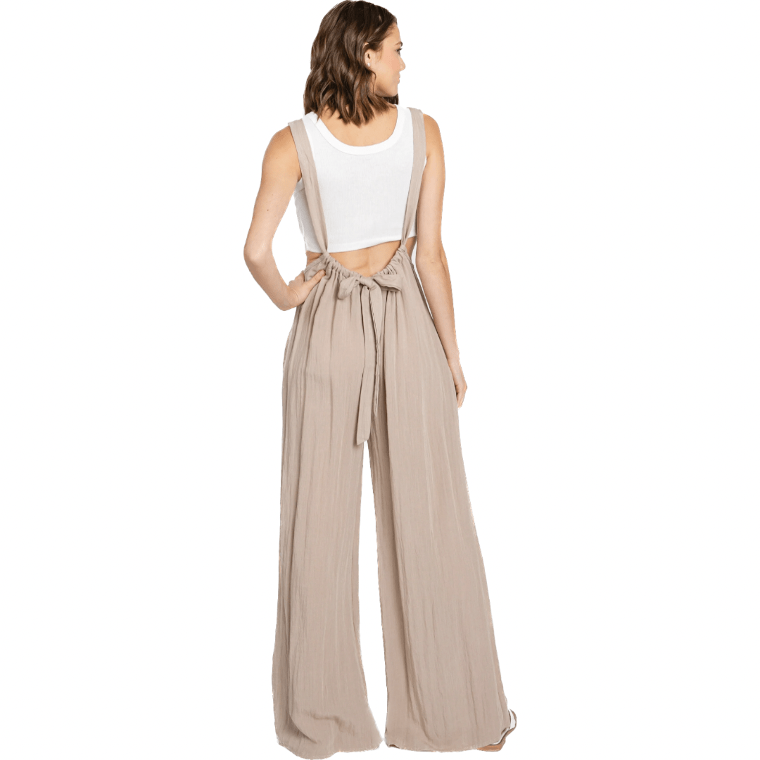 Cream Suspender Wide Leg Trouser Jumpsuit