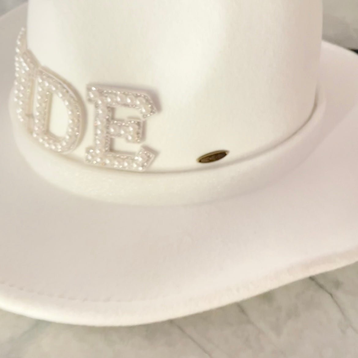 Cowgirl BRIDE Crystal Faux Wool Hat in Ivory