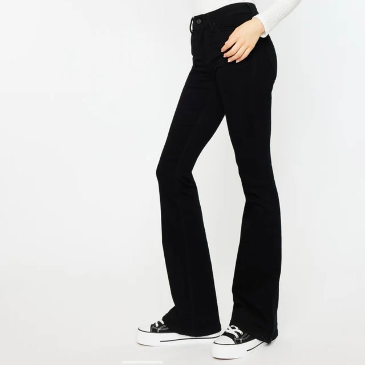 Kancan Paulina High Rise Bootcut Flare Denim Pants in Black