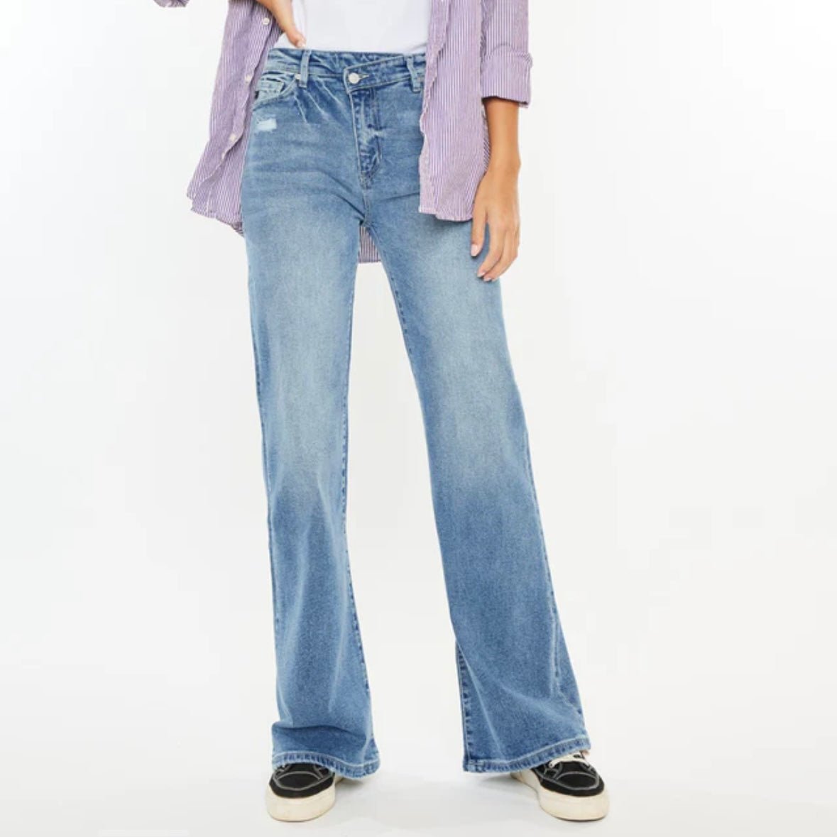 Kancan Lynn High Rise Wide Flare Denim Pants