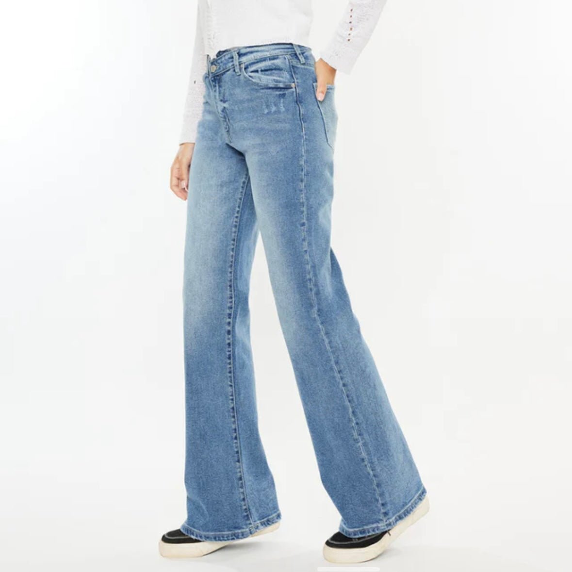 Kancan Lynn High Rise Wide Flare Denim Pants