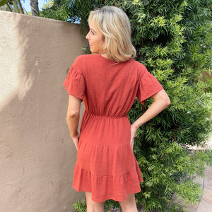 Multi Tiered Babydoll Dress in Rust - Dainty Hooligan